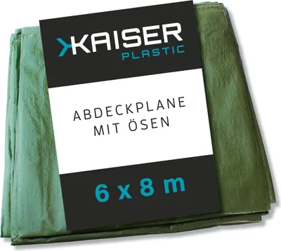 Produktbild von Kaiser plastic Abdeckplane | 6 x 8 m | Gewebeplane | Schutzplane | grün und reißfest