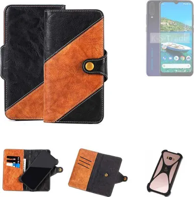 Produktbild von K-S-Trade Handyhülle Schutzhülle Bookstyle Case Wallet-Case kompatibel mit General Mobile  Gm 10 Handy Cover Bumper Klapphülle schwarz hellbraun 1x