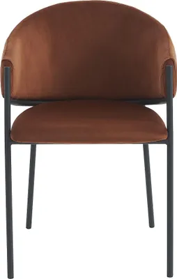 Produktbild von Stuhl mit Armlehnen 2er-Set - Samt & schwarzes Metall - Terracotta - ORDIDA von Pascal Morabito