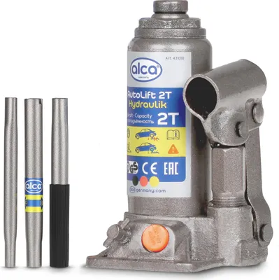 Produktbild von alca® Hydraulischer Wagenheber 2t I Stempelheber & Unterstellheber aus Stahl I für Auto, Motorrad, PKW & Werkstatt I Hubhöhe 158-308 mm I &