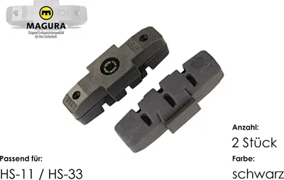 Produktbild von 2x original MAGURA Brems Beläge Brems Gummi Bremsklötze schwarz