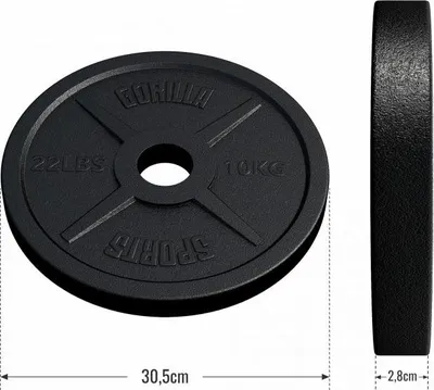 Obrázok produktu pre Gorilla Sports Záťažový kotúč 50/51 mm, liatina, 10 kg