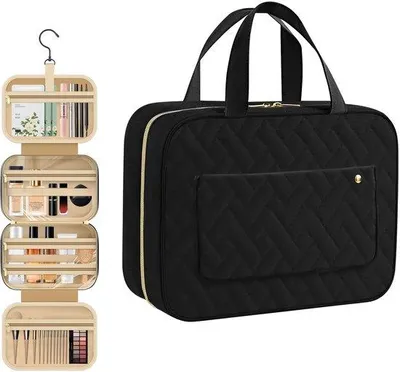 Immagine prodotto di Borsa da trucco impermeabile da donna, da viaggio, nera