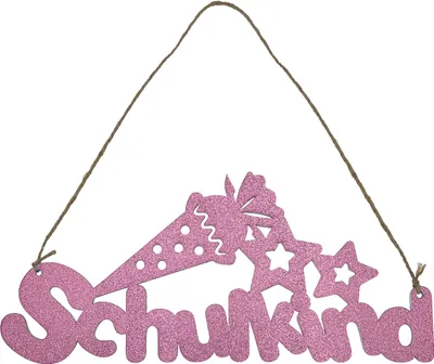 Produktbild von Oblique Unique Schulkind Holz Schild als Tür Anhänger für Schuleinführung Einschulung Mädchen Deko zum Aufhängen - rosa
