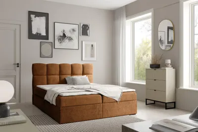 Produktbild von Boxspringbett Schlafzimmerbett PAROZO PREMIUM 200x220cm Stoff Coral Rostbraun