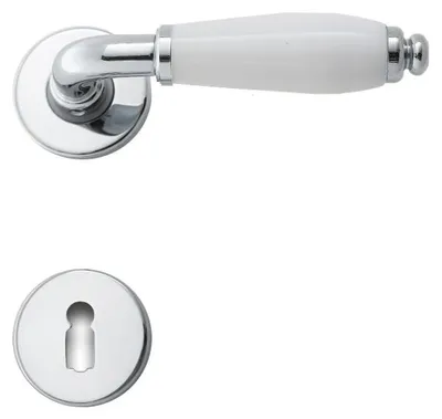 Produktbild von Oslo R5200 Ghidini Türgriff-Rosetten-Garnitur M4 glanzchrom Handhabe weiß (Lochung: BB) Lochung: BB