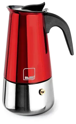 Obrázok produktu pre Ibili Moca, Moka kanvica, 0,1 L, Čierna, Červená, Nerezová oceľ, Nerezová oceľ, 2 šálok, Bakelit