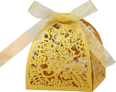 Produktbild von 50 Pack Laser Cut Rosen Hochzeit Gunst Boxen, Mini Geschenk-Boxen Für Bridal Shower Jahrestag Geburtstag Party Hochzeit Gunst