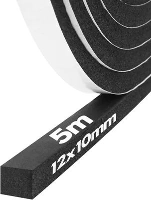 Imagen del producto de Cinta de sellado autoadhesiva, de espuma, 12 mm x 10 mm x 5 m, para puertas y ventanas