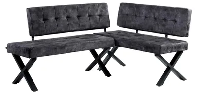 Produktbild von Eckbank EKA L-Kombi 120×120 cm – modulare Esszimmerbank mit Lehne, beidseitig montierbar, Kufen-Metallgestell, pflegeleichter Bezug in Anthrazit