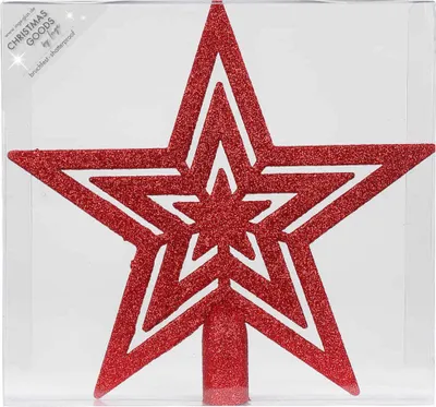 Produktbild von Christbaumspitze Stern 21,5cm Kunststoff mit Glitzer - Rot