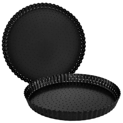 Produktbild von Quicheform Tarteform mit Hebeboden 2 Stück Ø 26 cm und 28 cm Antihaft Kohlenstoffstahl Schwarz