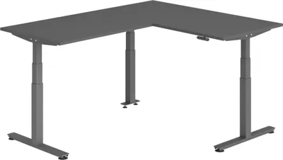 Produktbild von bümö Eckschreibtisch elektrisch höhenverstellbar L-Form - Nachbildung: Graphit, Gestell: Graphit, Größe: Eckschreibtisch 160 x 200 cm