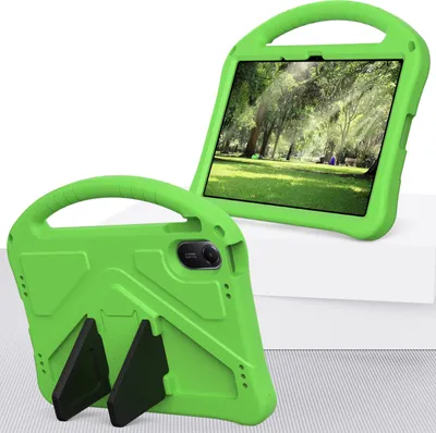 Produktbild von Kinder Hülle für Xiaomi Redmi Pad 2 2025 11", Eva Leichte Stoßfeste Ständer, Kids Griff Schutzhülle Grün