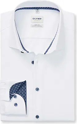 Produktbild von Olymp Hemd weiß einfarbig Slim Fit Baumwolle