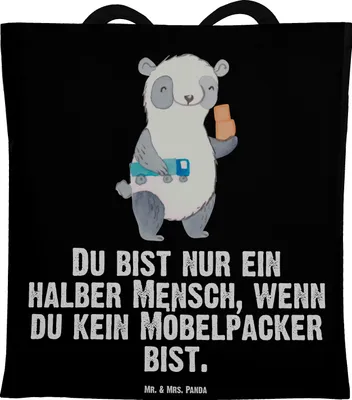 Produktbild von Mr. & Mrs. Panda Uni Tasche Möbelpacker Herz - Schwarz - Geschenk, Laptoptasche, Schultasche, Lustig, Umzugshelfer, Tote Bag, Umzugsfirma, Umzugsservice, Witzig, canvas