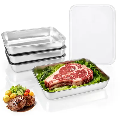 Produktbild von Aufschnittbox-Set - 4-teilig stapelbar mit Sichtdeckel - Lebensmittelaufbewahrung für Kühlschrank - Edelstahl
