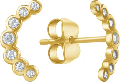 Produktbild von V Ohrstecker 375/- Gold 1,1cm gelb Zirkonia weiß 324320171-2