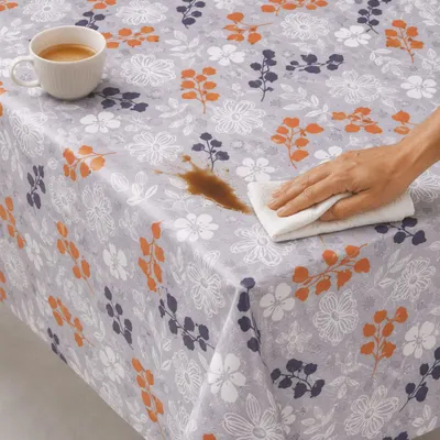 Image de Nappe en tissu imperméable, motif floral, printemps/été, lavable, dimensions 140 x 400 cm - Référence : 36958-Blüten