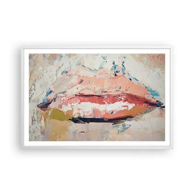 Produktbild von Gerahmtes Poster - Weißer Rahmen - Mund pastos Stück - 91,5x61 cm - Wand Bild - Wanddeko - Wandbilder - Kunstposter - Wandposter - Bilderrahmen - Bilder - Kunstdruck - Wanddekoration - P2WAA91x61-4422