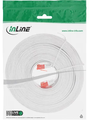 Produktbild von InLine Patchkabel flach, U/UTP, Cat.6, weiß, 7m, 7 m, Cat6, U/UTP (UTP), RJ-45, RJ-45, Weiß