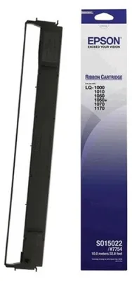 Zdjęcie produktu dla Epson Taśma nylonowa czarna S015022, LQ 1000/1010/1050/1050+/1050C/1070/1070+/1170/1500/1600K, Czarny, DotMatrix, 24-pin, 2000000 znaków, Chiny