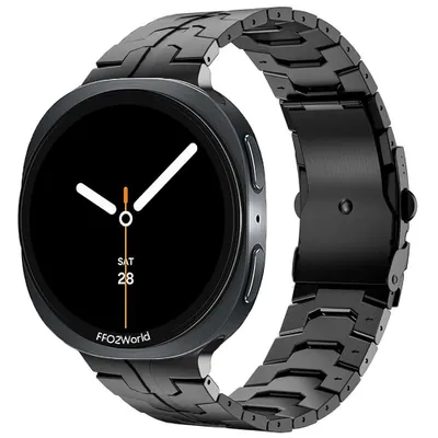 Produktbild von FFO2World Titanarmband „Iron“ – Passend für Galaxy Watch 8 (40/44 mm) & 8 Classic (46 mm) – Metallgliederarmband mit Kürzungsset – Schwarz