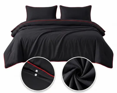 Zdjęcie produktu dla Pościel Dwuosobowej BASIC BLACK 140x200 + 1 POSZEWKA Czarna
