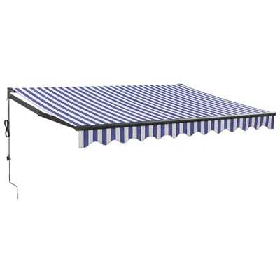 Produktbild von vidaXL Elektrische Markise mit Kurbel Blau und Weiß 3,5x2,5 m