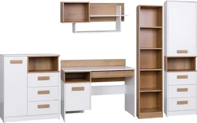 Produktbild von Jugendzimmer Marmex Grant SET 01 - Kommode, Schreibtisch, Wandregal, Bücherregal, Standregal