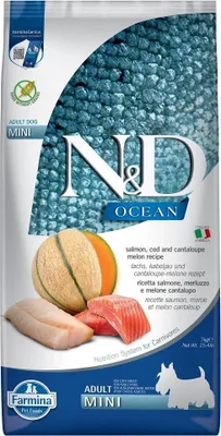 Obrázek produktu pro FARMINA N&D Ocean Dog Losos, Treska, Cantaloupe, Meloun Adult Mini - suchá krmiva pro psy - 7 kg
