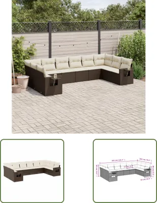Produktbild von The Living Store 10-tlg. Garten-Sofagarnitur mit Kissen Braun Poly Rattan