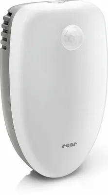 A product image showcasing a white and gray motion sensor device against a white background.