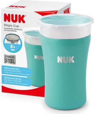 Produktbild von NUK Magic Cup Trinklernbecher aus Edelstahl | Hält länger warm oder kalt | 8+ Monate | 230 ml | auslaufsicherer 360°-Trinkrand | -frei und auswaschbar | Blau