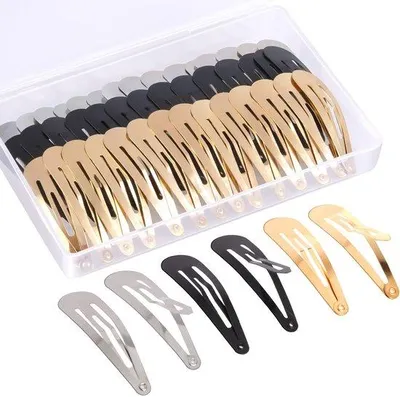 Image de Barrettes en métal de 5 cm pour femmes et hommes, noir, argent, or