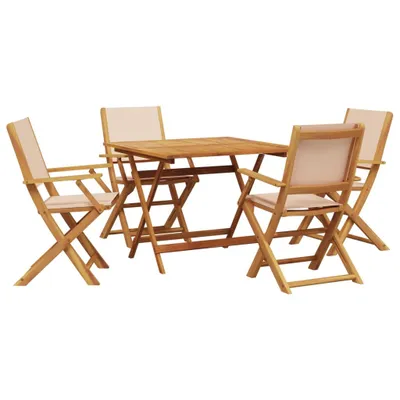 Produktbild von 5-tlg. Garten-Essgruppe Stoff und Massivholz Beige