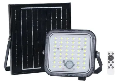 Produktbild von 50-W-Solarstrahler, 6 W/5 V, 1400 lm, PIR, IP65, Schwarz – Neutralweiß 4000 K – 5500 K