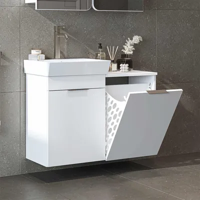 Productafbeelding van Skye Decor, hoogwaardige badkamerkast met wastafel, wit, 92,2 cm | 100% melamine