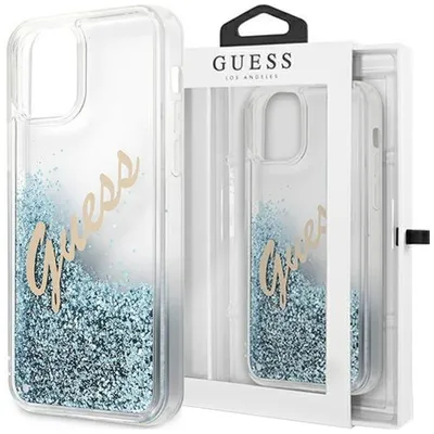 Produktbild von Guess Guhcp12Lglvsbl Iphone 12 Pro Max 6,7"" Niebieski/Blau Hardcase Glitter Vintage Script