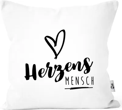 Produktbild von Kissenbezug Herzensmesch Herz Kissenhülle Geschenk Weihnachten Liebe Freundschaft Moonworks® weiß unisize