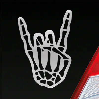 Produktbild von Auto Aufkleber Pommesgabel Heavy Metal 12x8 cm Silber Sticker Heckscheibenaufkleber