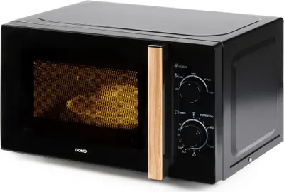 Image de DOMO DO2820 Four à micro-ondes - 20 l - 700 W - Minuteur 35 minutes - Fonction décongélation - L44 x P35,8 x H 25,8 cm - Finition bois noir