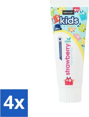 Produktbild von Sence - Kids 3-8 Jahre - Zahnpasta - Erdbeergeschmack - Vegan - 75 ml - Vorteilspack - 4 Stücke