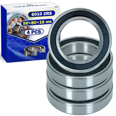 Kugellager 6010 2RS, 4 Stück, 50 x 80 x 16 mm