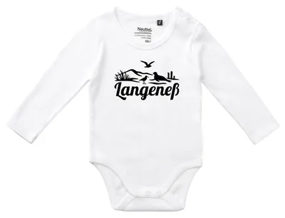 Produktbild von Huuraa Baby Body Langeneß Strandmotiv 74 White  Baumwolle Fairtrade Langarmbody Geschenkidee
