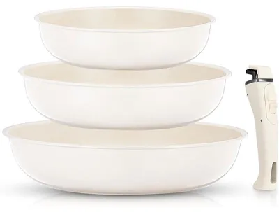Obrázek produktu pro Sada pánví s nepřilnavým povrchem AT-C004, 3 kusy, béžové