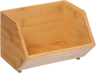 Imagen del producto de Organizador de bambú, apilable, de 17,5 x 15,5 x 12,5 cm, ideal para la cocina y la oficina
