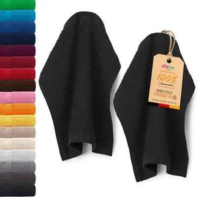 Produktbild von EllaTex PARIS 2er Set Seiftücher 30x30 cm – 100% Baumwolle, 500 g/m² Frottier, in Farbe: Schwarz