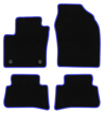 Produktbild von Fußmatten Automatten Velours Schwarz/Blau für Toyota C-HR Hybrid 2016- Set 4-tlg