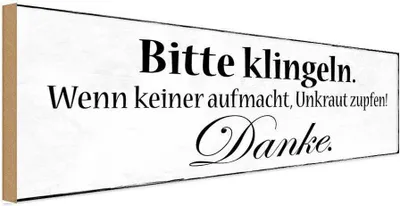 Produktbild von vianmo Holzschild 10x27 cm bitte klingeln keiner aufmacht